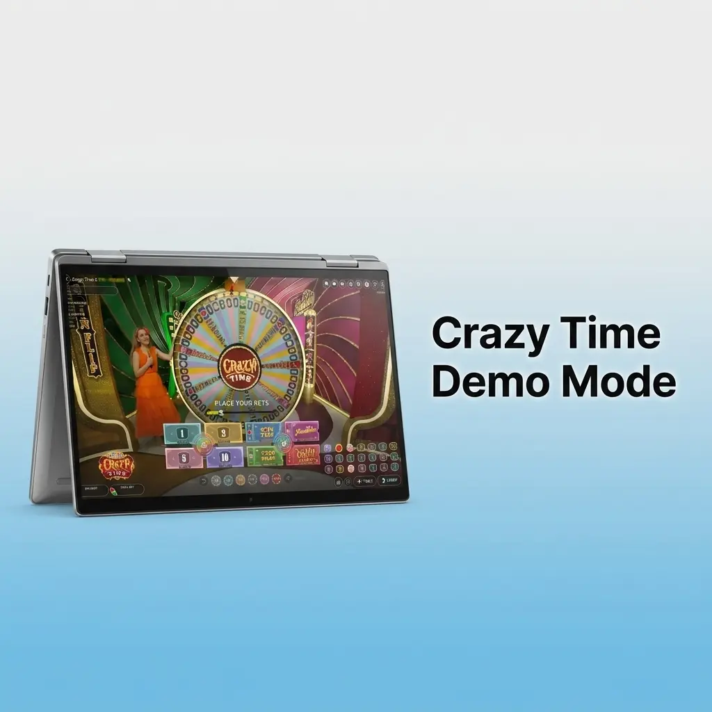 Crazy Time demo mode gameplay interface showing free play version with bonus rounds and betting grid