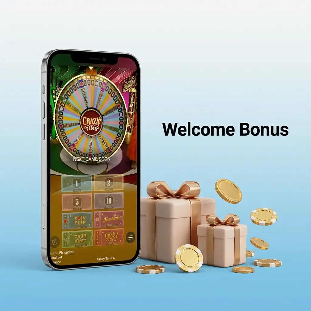 New player welcome bonus for Crazy Time with deposit match offers across multiple deposits to boost starting balance