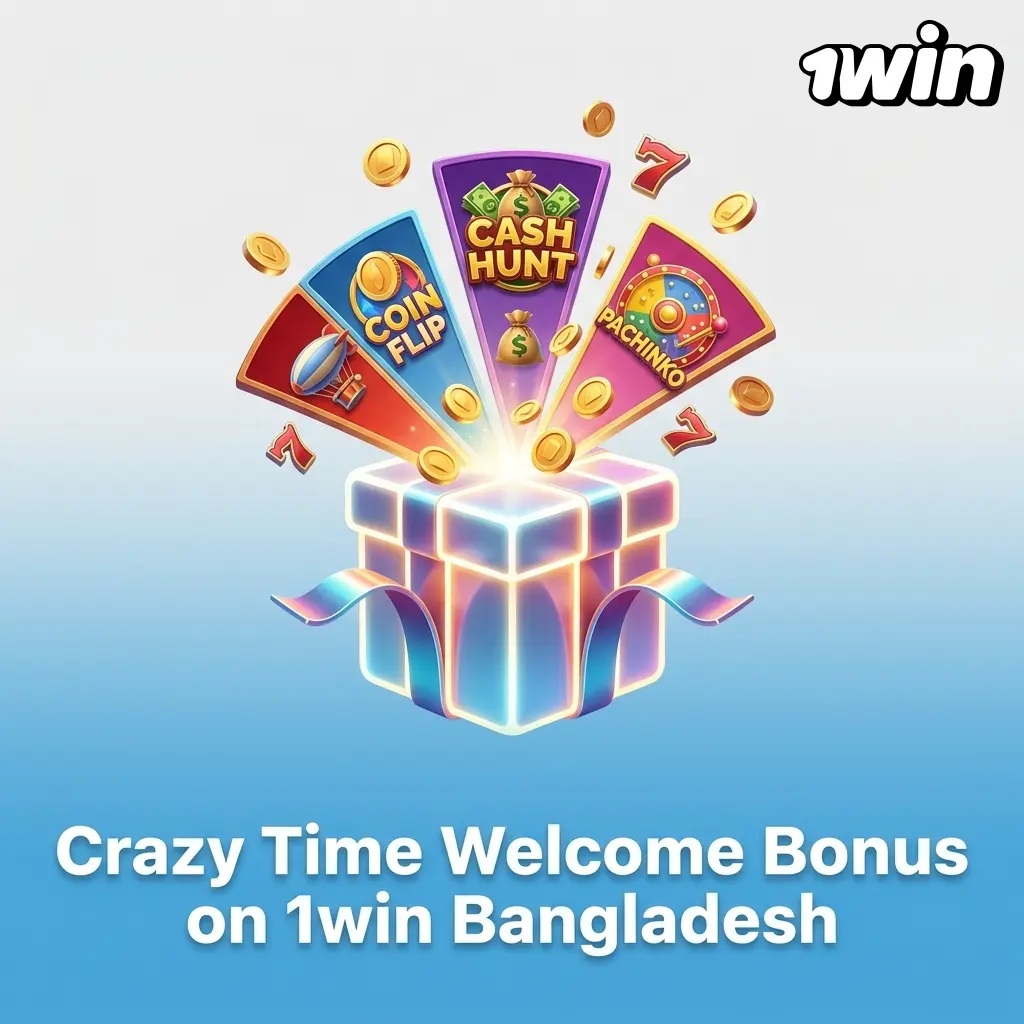 1win Bangladesh 500% welcome bonus for Crazy Time players across first four deposits starting BDT 300