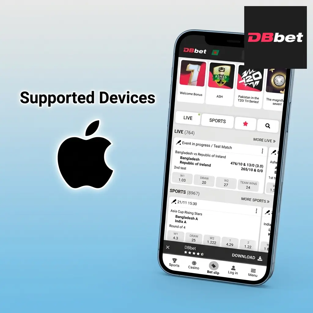 Apple devices supported by DBBet Crazy Time PWA including iPhone SE, iPhone 12 to 15 series, and iPad Air running iOS 12+