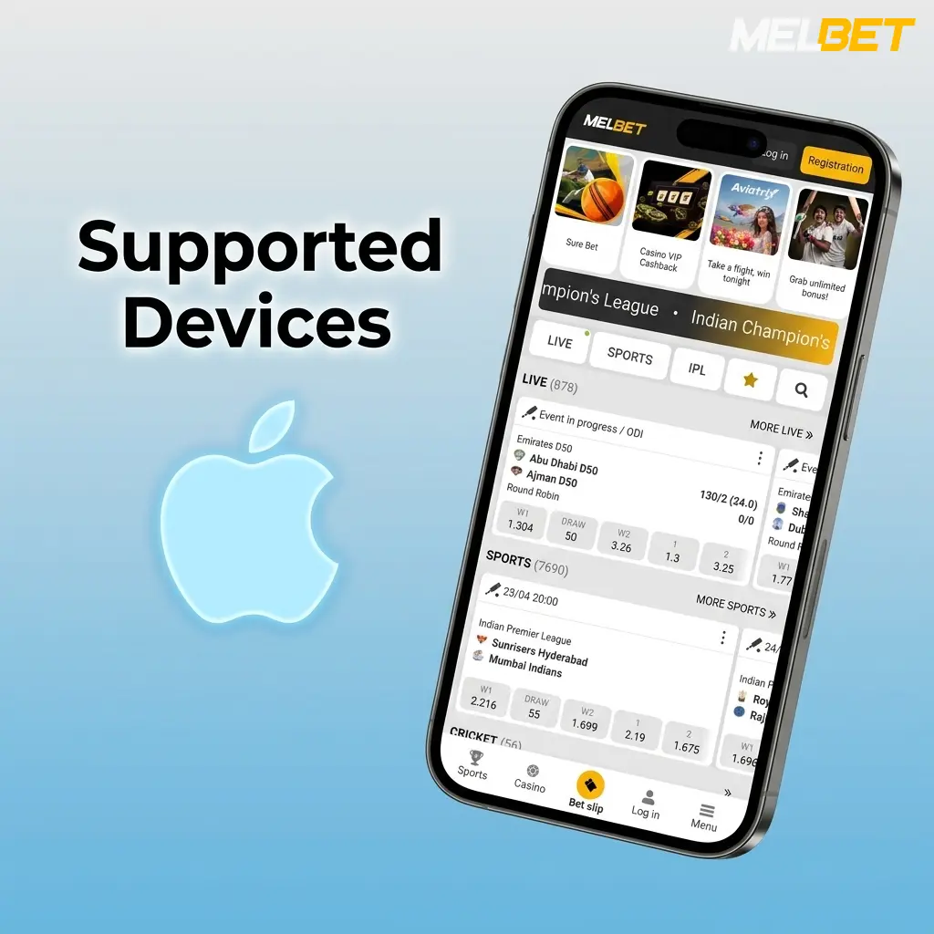 Apple iPhones and iPads compatible with Melbet PWA for Crazy Time, including iPhone 12 to 15 and iPad models