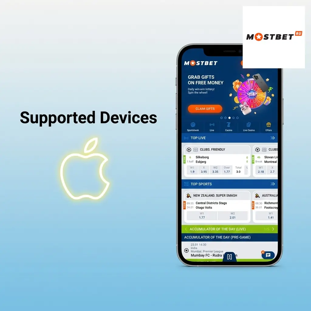 Apple devices supported by Mostbet app including iPhone SE, iPhone 11-15 Pro Max, and iPad models running iOS 12 or later