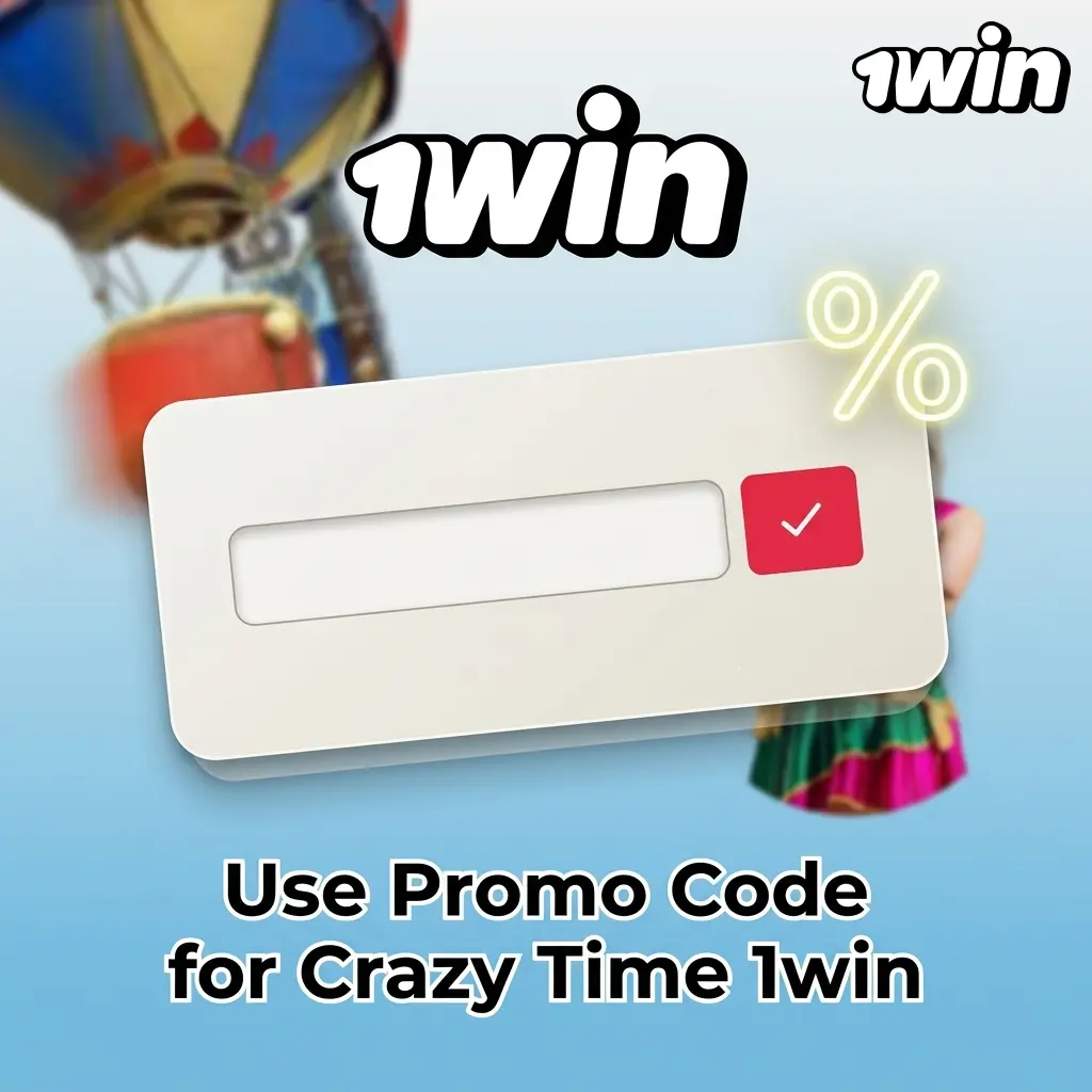 1win promo code 1WINBONUS entry field during registration for Crazy Time bonus on first deposit