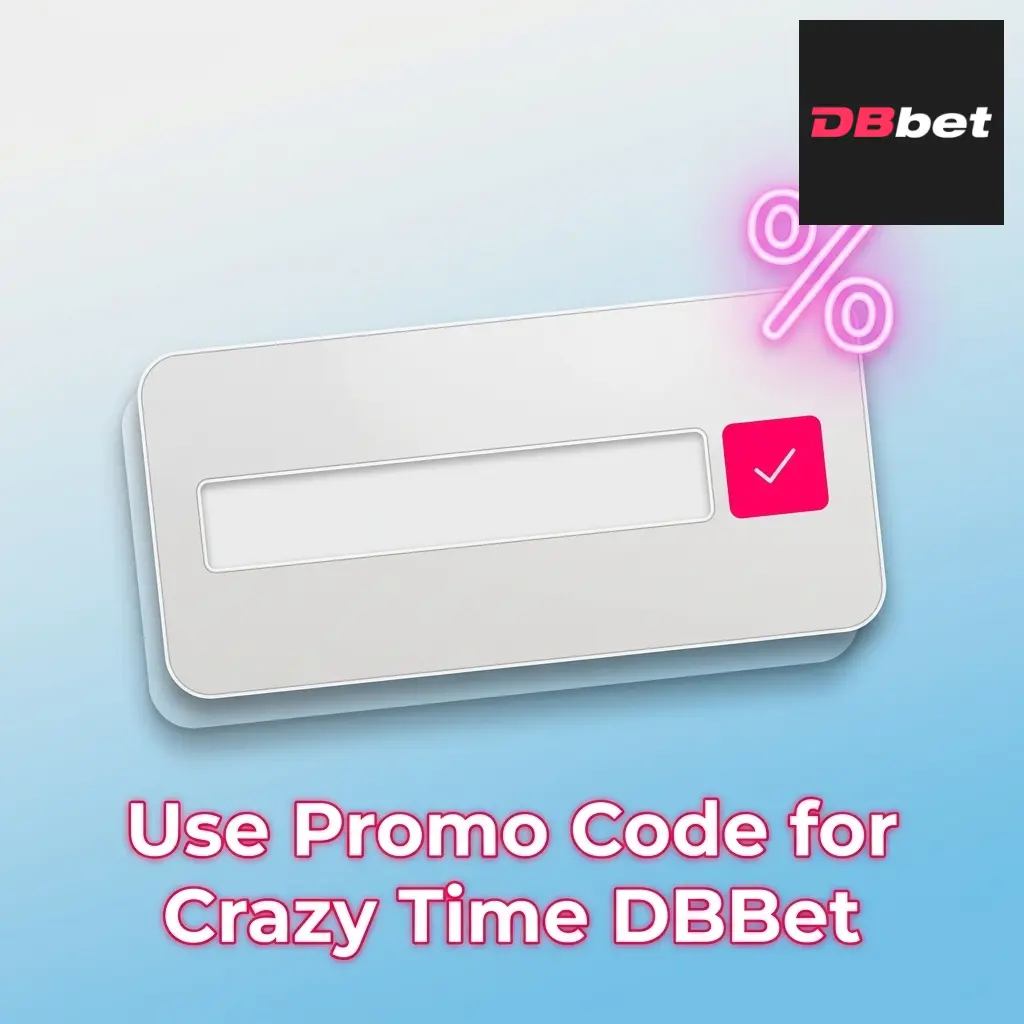 DBBet promo code entry field for Crazy Time bonus activation during registration or via app promotions section